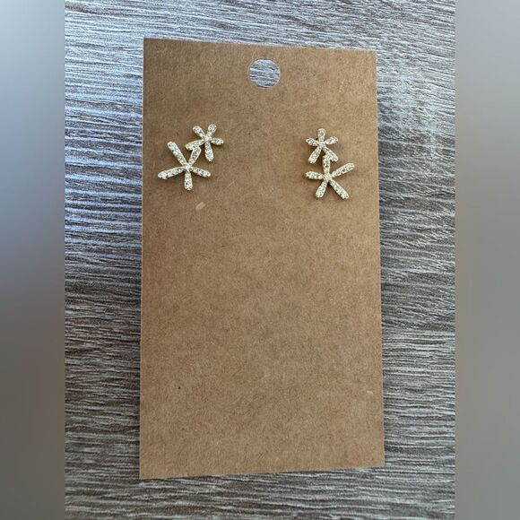 Elegant Gold Starburst Earrings A1336 - Picture 3 of 4